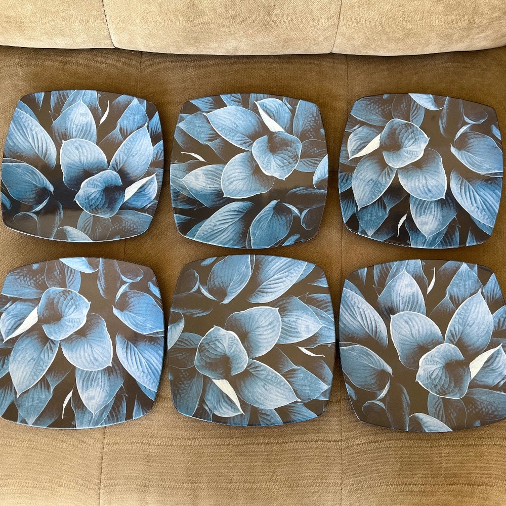 Botanical Design Melamine Square Plates (6)